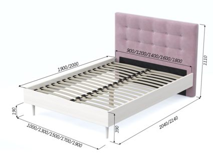 Кровать Арско Альмена Беленый дуб/Микрошеннил Frida 18 160х200