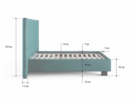 Кровать Сонум Barbara Рогожка Графит (с подъемным механизмом) 160х190